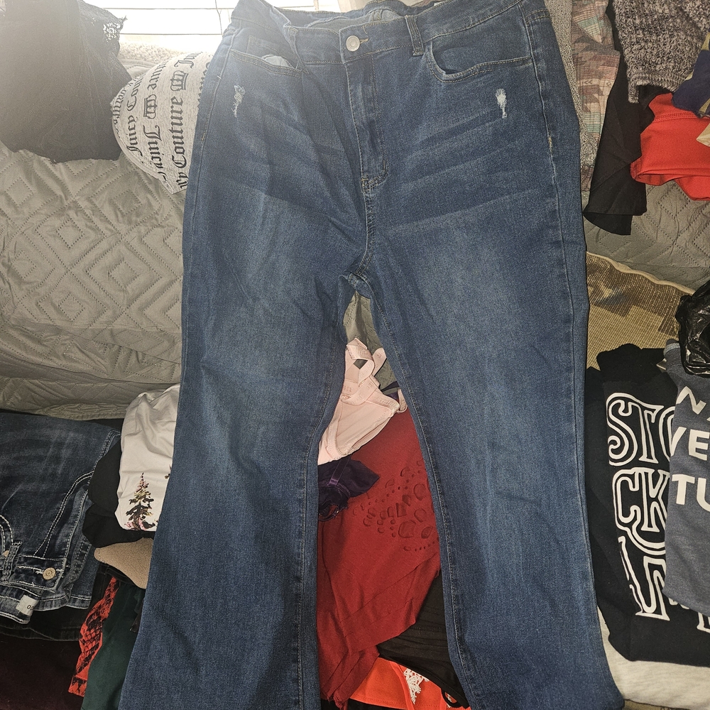 SHEIN Blue Flare & Wide Leg Jeans